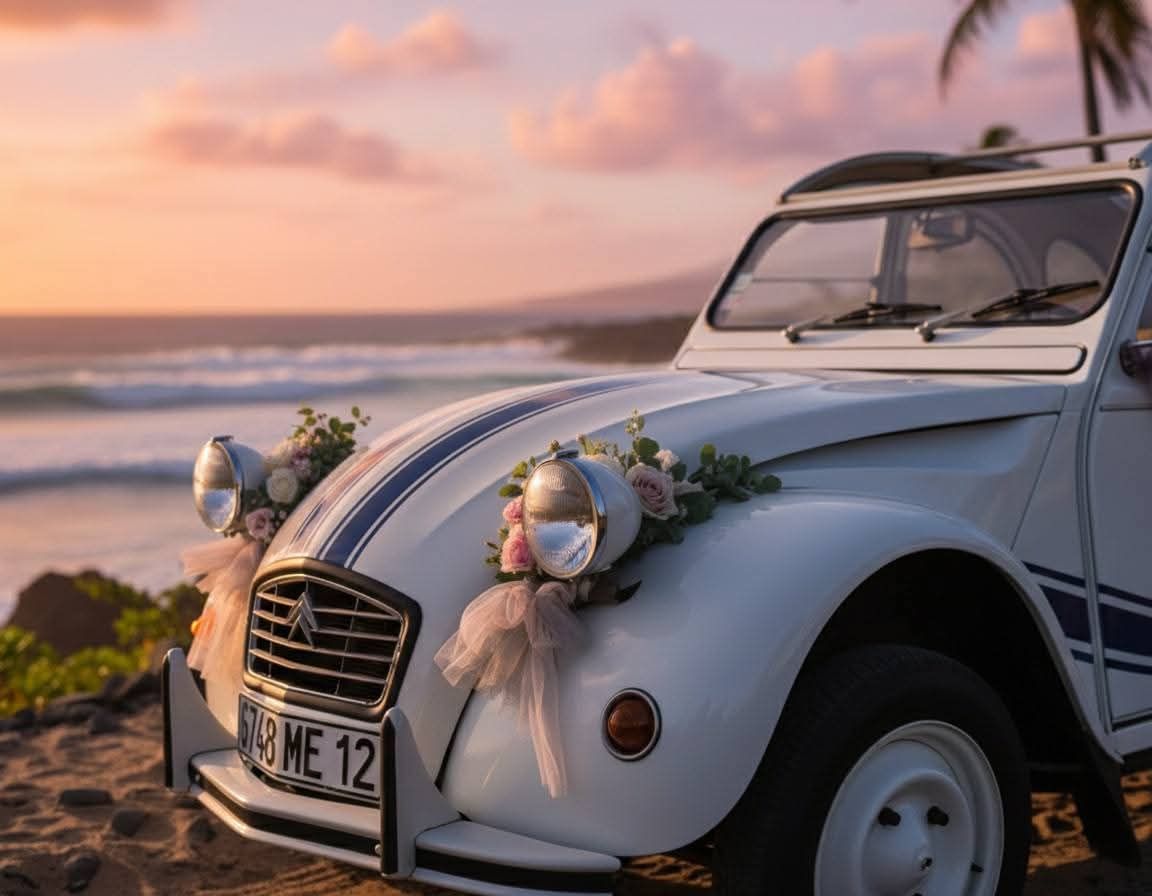 Location d'une Citroën 2CV de collection avec chauffeur à La Réunion