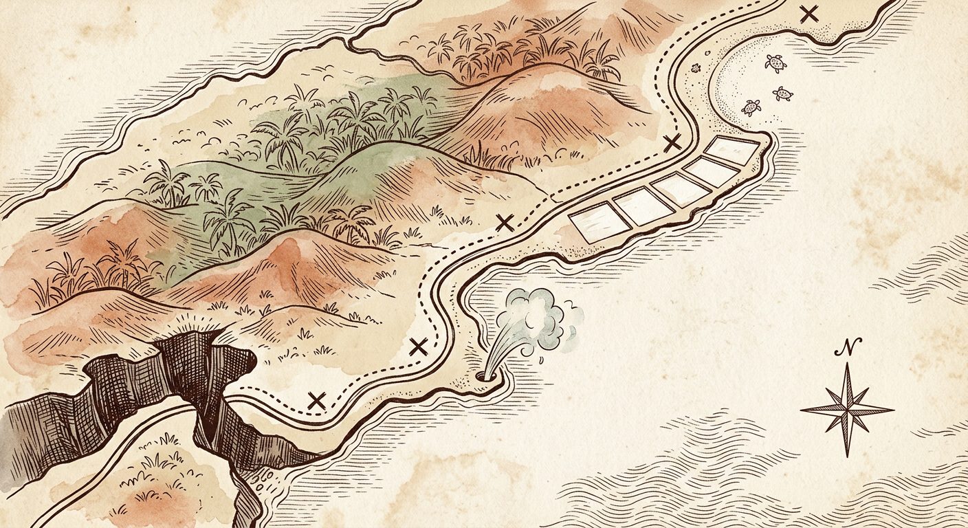 Carte du Trésor de Rosalie, escape game en 2CV à La Réunion