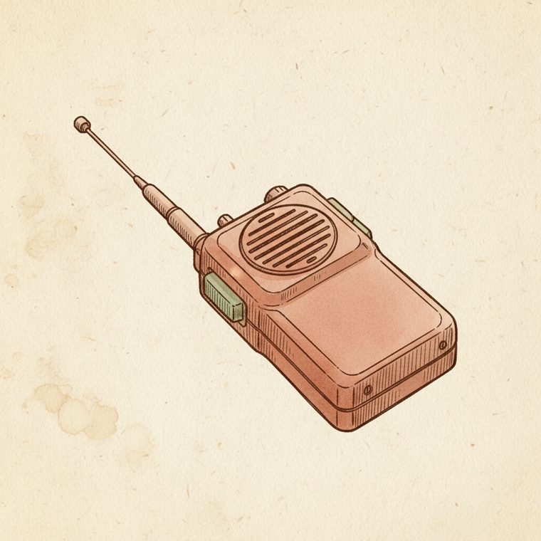 Dessin d'un talkie-walkie, la liaison entre les équipages